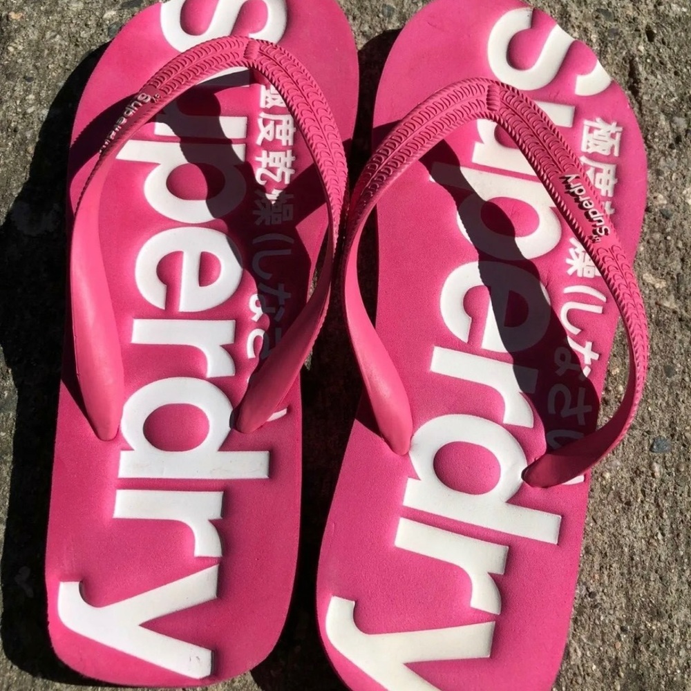 SUPERDRY WOMEN'S PINK SCUBA FLIP FLOPS SIZE M